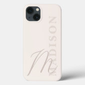 Minimalistisches, modernes Beige Anfangsmonogramm Case-Mate iPhone Hülle (Rückseite)