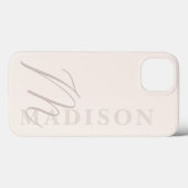 Minimalistisches, modernes Beige Anfangsmonogramm Case-Mate iPhone Hülle (Rückseite (Horizontal))
