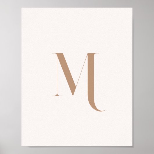 Minimalistisches modernes beiges Monogramm Initial Poster (Vorne)