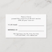 Minimalistisches, modernes Berufliches Logo Empfehlungskarte (Rückseite)