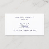 Minimalistisches modernes Berufliches Navy Blue Me Visitenkarte (Rückseite)