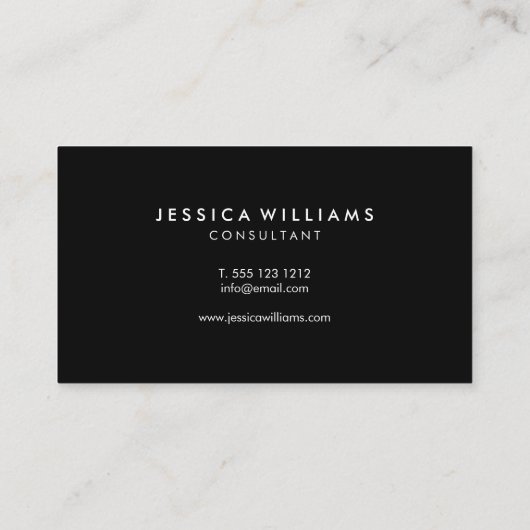 Minimalistisches modernes berufliches | Schwarzes Visitenkarte (Rückseite)