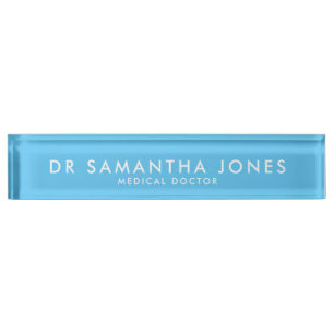 Minimalistisches, modernes Blue Desk Name Plate Na Namensplakette