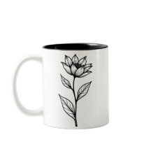 Minimalistisches modernes Blumendesign für Kaffeel