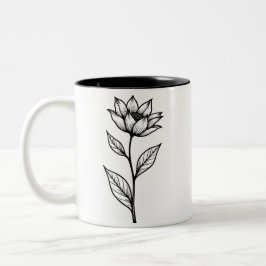 Minimalistisches modernes Blumendesign für Kaffeel Zweifarbige Tasse