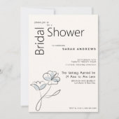 Minimalistisches modernes Blumendusty Blue und Buf Einladung (Vorderseite)