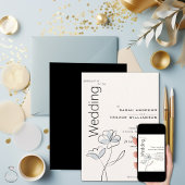 Minimalistisches modernes Blumendusty Blue und Buf Einladung