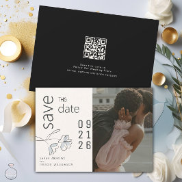 Minimalistisches modernes Blumendusty Blue und Buf Einladung