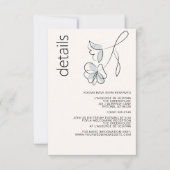 Minimalistisches modernes Blumendusty Blue und Buf RSVP Karte (Vorderseite)