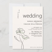 Minimalistisches, modernes, blumengeschmücktes Bla Einladung (Vorderseite)