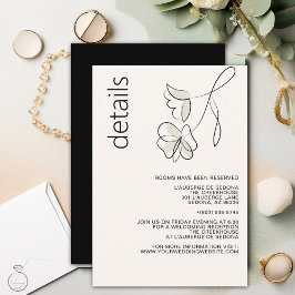 Minimalistisches, modernes, blumengeschmücktes Bla RSVP Karte
