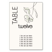 Minimalistisches, modernes, blumengeschmücktes Bla Tischnummer (Vorderseite)