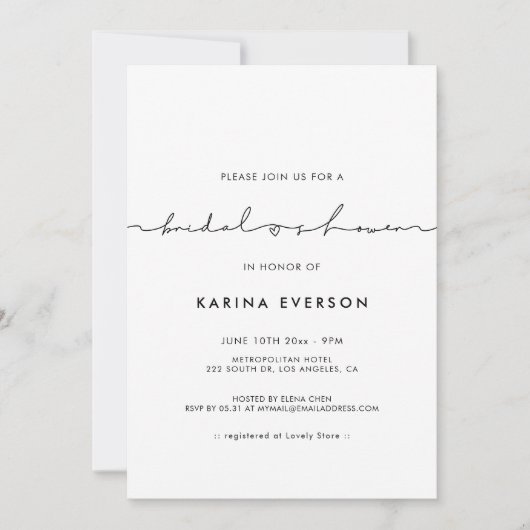 Minimalistisches, modernes Brautparty Einladung (Vorderseite)