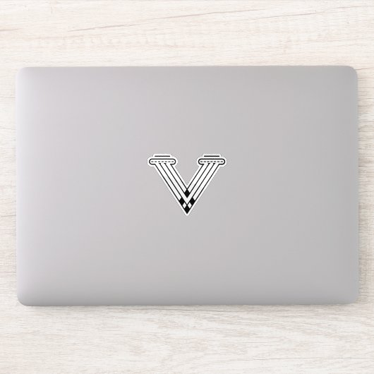 Minimalistisches modernes Buchstabe V Monogramm Aufkleber (Computer)