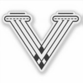 Minimalistisches modernes Buchstabe V Monogramm Aufkleber (Vorderseite)