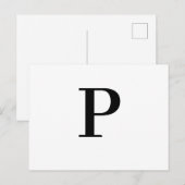 Minimalistisches modernes Buchstabeninitial-Design Postkarte (Vorne/Hinten)