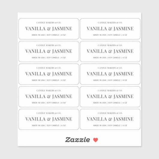 Minimalistisches, modernes Candle-Tin 3x1"-Rechtec Aufkleber (Blatt)