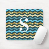 Minimalistisches modernes Chevron-Glitterer-Monogr Mousepad (Mit Mouse)