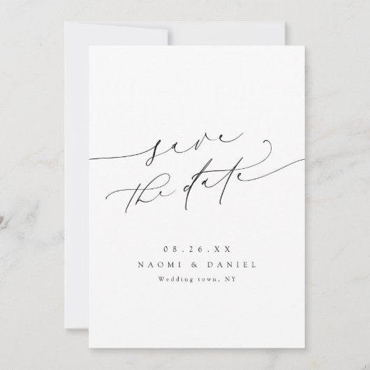 Minimalistisches, modernes Chic Script Save The Date (Vorderseite)