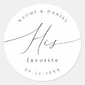 Minimalistisches, modernes Chic-Skript, das seinen Runder Aufkleber (Vorderseite)