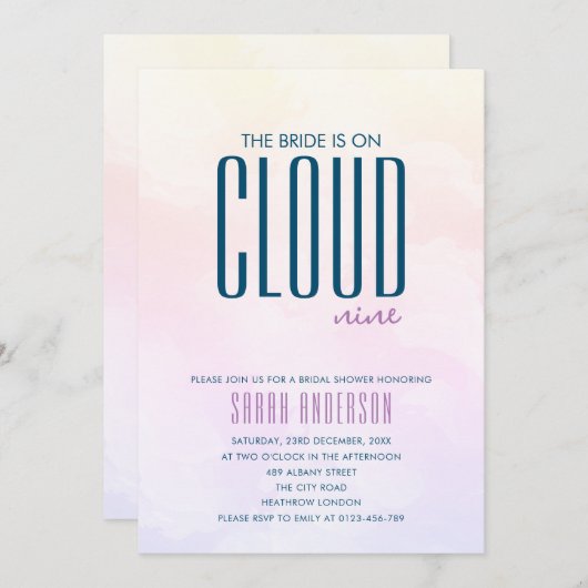 Minimalistisches modernes Cloud Nine-Brautparty Einladung (Vorne/Hinten)