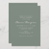 Minimalistisches modernes Dark Sage Script-Brautpa Einladung (Vorne/Hinten)