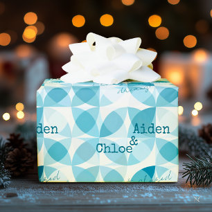 Minimalistisches modernes Design in aquamarinem ge Geschenkpapier