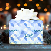 Minimalistisches modernes Design in blauem geometr Geschenkpapier