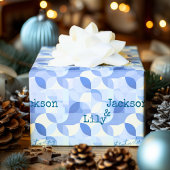 Minimalistisches modernes Design in blauem geometr Geschenkpapier