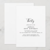 Minimalistisches, modernes Drehbuch 30. Geburtstag Einladung (Vorne/Hinten)