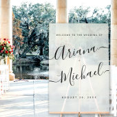 Minimalistisches, modernes Drehbuch Begrüßung Matt Acrylschild