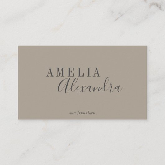 Minimalistisches, modernes Drehbuch Boho Neutral T Visitenkarte (Vorderseite)