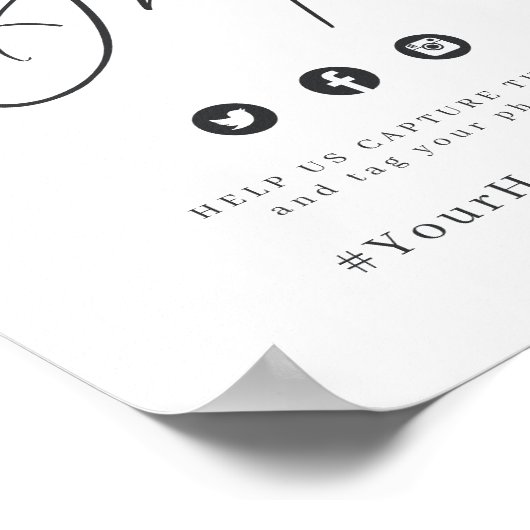 Minimalistisches modernes Drehbuch Hochzeitskennze Poster (Ecke)