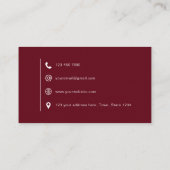 Minimalistisches, modernes, einfaches Burgund Visitenkarte (Rückseite)