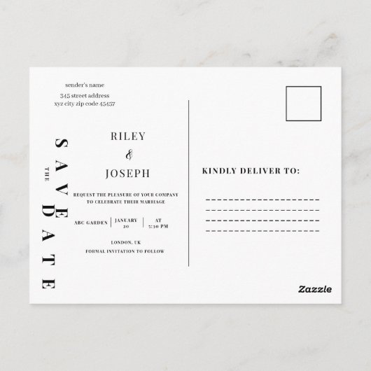 Minimalistisches modernes einfaches Foto Save the  Postkarte (Rückseite)