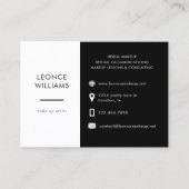 Minimalistisches, modernes, einfaches Schwarz-weiß Visitenkarte (Vorderseite)