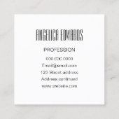 Minimalistisches modernes einfaches trendy mutiges quadratische visitenkarte (Rückseite)