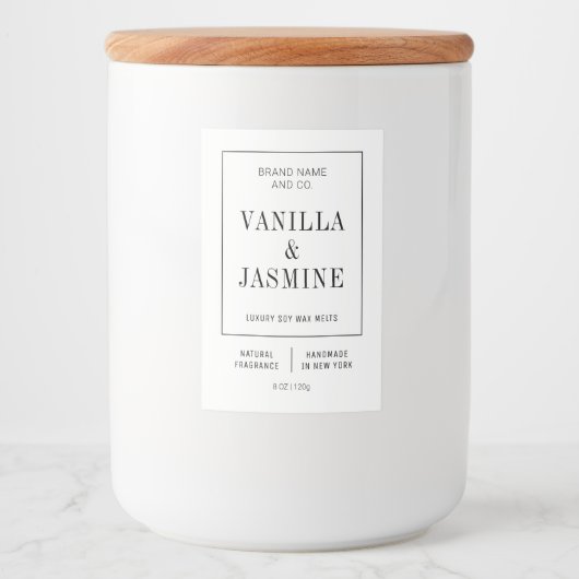 Minimalistisches, modernes, einfaches Wachs-Schmel Lebensmitteletikett (Vorderseite)