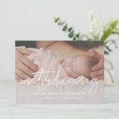 Minimalistisches modernes Einführung Baby-Foto Ankündigung (Stehend Vorderseite)