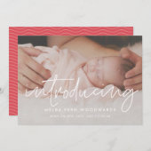 Minimalistisches modernes Einführung Baby-Foto Ankündigung (Vorne/Hinten)