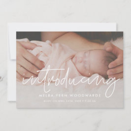 Minimalistisches modernes Einführung Baby-Foto Ankündigung