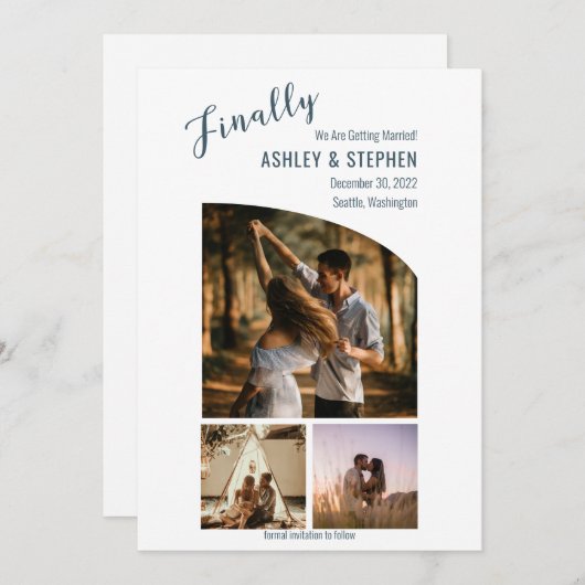 Minimalistisches, modernes, endlich aufgerolltes T Save The Date (Vorne/Hinten)