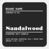 Minimalistisches, modernes Etikett für Kerzen Quadratischer Aufkleber (Vorderseite)