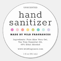 Minimalistisches, modernes Etikett mit Handreinigu