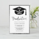 Minimalistisches, modernes Foto aus Silber Einladung (Stehend Vorderseite)