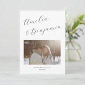 Minimalistisches modernes Foto für elegante Script Save The Date (Stehend Vorderseite)