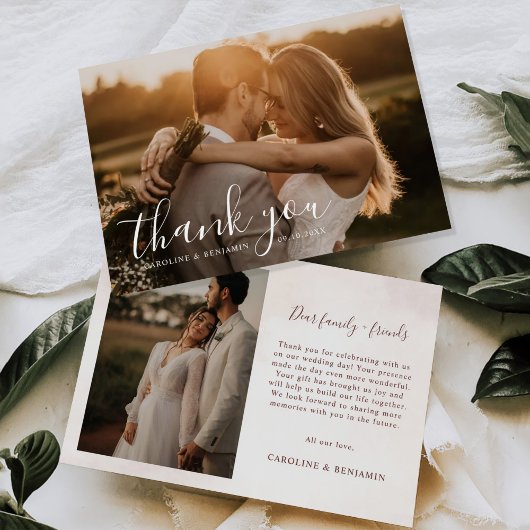 Minimalistisches modernes Foto für Hochzeiten Dankeskarte