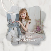 Minimalistisches modernes Foto glücklich Ostern Geschenkanhänger (Vorderseite)