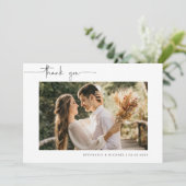 Minimalistisches modernes Foto Hochzeit danke Kart Einladung (Stehend Vorderseite)