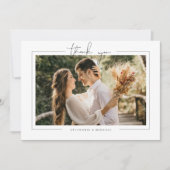 Minimalistisches modernes Foto Hochzeit danke Kart Einladung (Vorderseite)